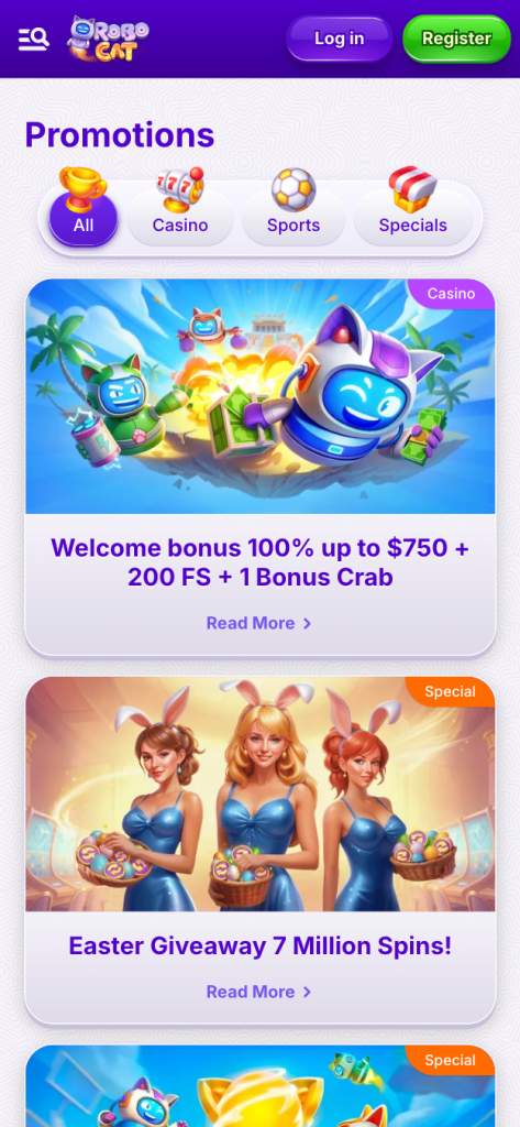 RoboCat Casino Interface