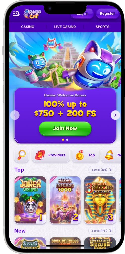 RoboCat Casino App on Android and iOS